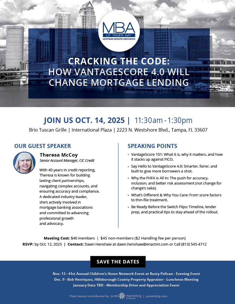 details about the MBA of Tampa Bay October meeting