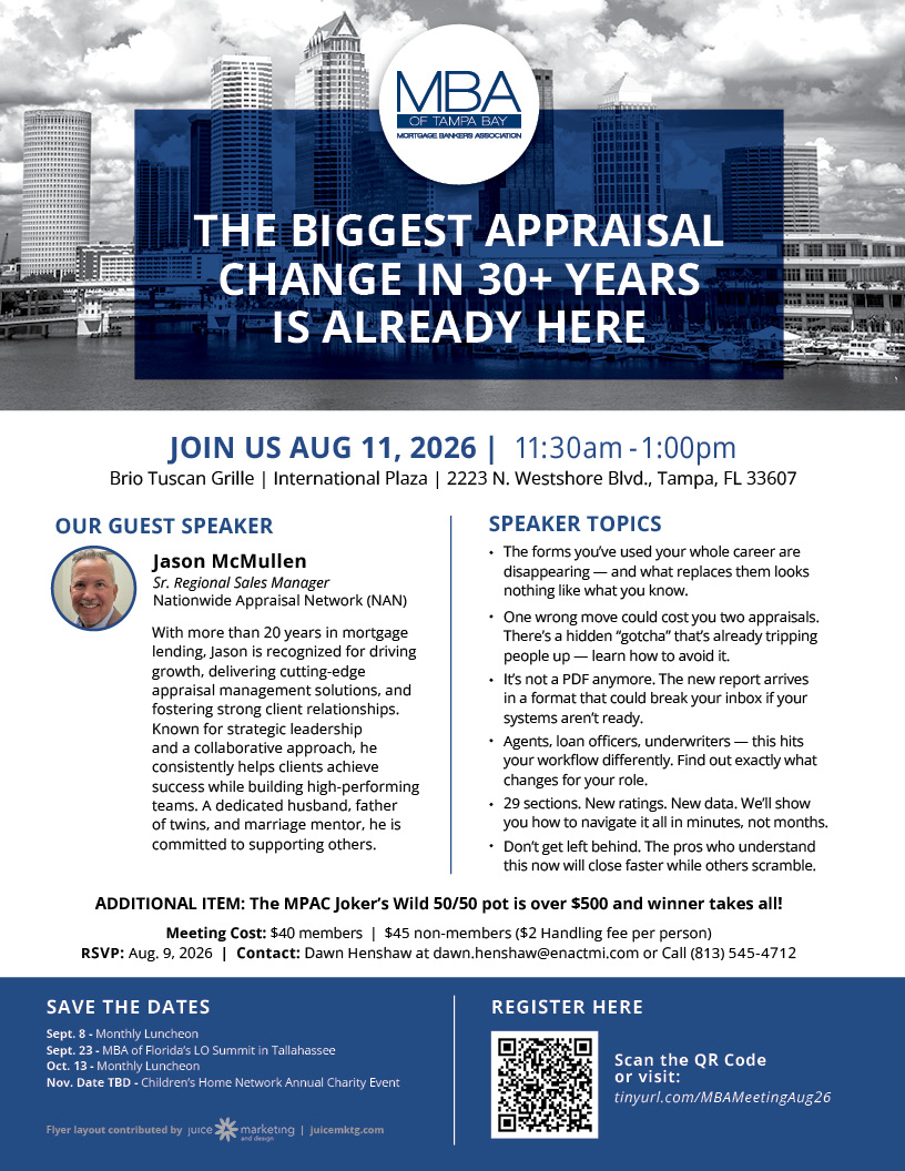 MBA of Tampa Bay August's meeting flyer